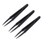 Black Plastic Electronic Pointy Tip Anti-static Tweezers